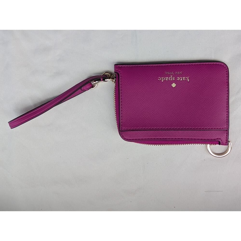 kate spade magenta Pink Zip Devin Cardcase Wristlet wallet  ID Window NWOT